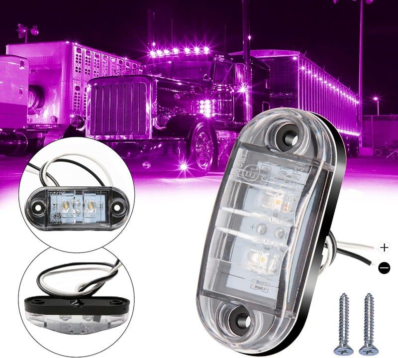 ALFU DC12-24V IP68 Waterproof LED Trailer Lights Kit Front Rear LED Side Marker Clearance Indicators Light for RV Camper Truck Van Caravan Boat Trailer （Purple） - Image 3